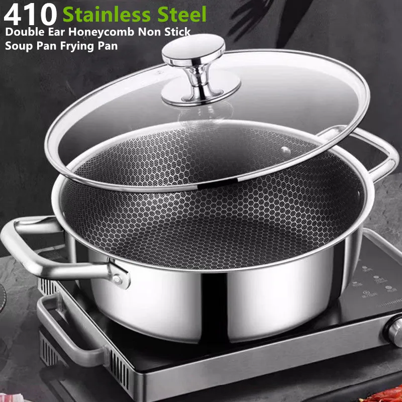 410Stainless Steel Soup Pot wok Frying Pan Honeycomb Non-stick Panwith lid Home Hot Pan Induction Cooker Gas Stove Universal Pan
410Stainless Steel Soup Pot wok Frying Pan Honeycomb Non-stick Panwith lid Home Hot Pan Induction Cooker Gas Stove Universal Pan