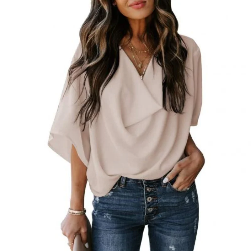 Fashion New Pullover Women's Shirt Fashion Solid Color Half Sleeve Loose V-Neck Casual Drop Shirt 2023 Graphic T Shirts
Fashion New Pullover Women's Shirt Fashion Solid Color Half Sleeve Loose V-Neck Casual Drop Shirt 2023 Graphic T Shirts