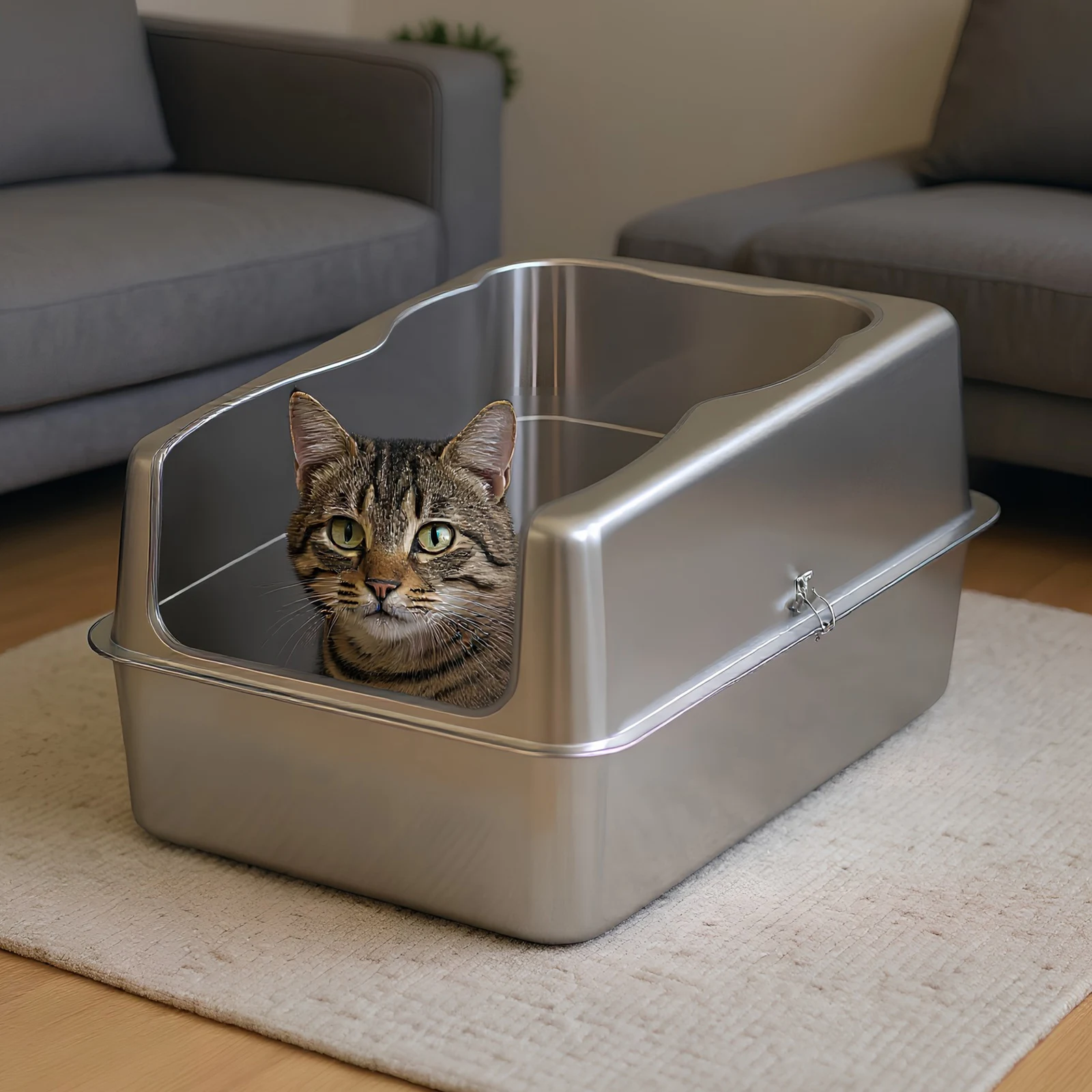 Extra Large Top Entry Litter Pan High Sided Top Exit Metal Cat Pan Anti-Urine Leakage Stainless Steel for Big Cats Multiple Cat
Extra Large Top Entry Litter Pan High Sided Top Exit Metal Cat Pan Anti-Urine Leakage Stainless Steel for Big Cats Multiple Cat