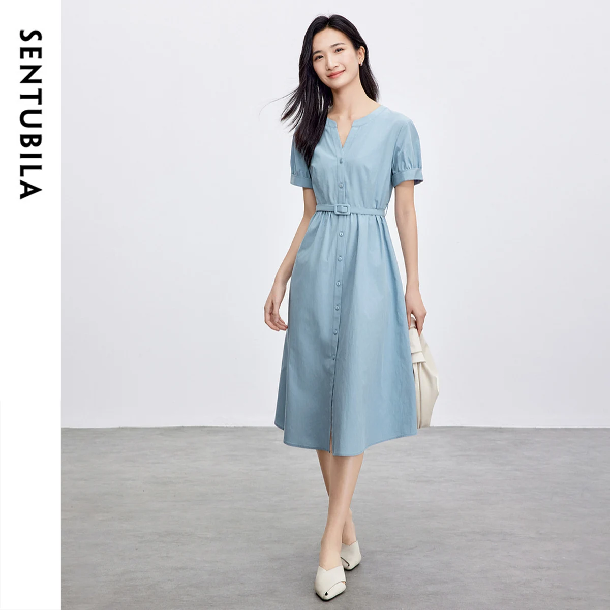 SENTUBILA Office Lady Women's Dresses Summer 2025 A-line Lyocell Single Breasted Puff Sleeve Elegant Dress with Belt 152L59337
SENTUBILA Office Lady Women's Dresses Summer 2025 A-line Lyocell Single Breasted Puff Sleeve Elegant Dress with Belt 152L59337