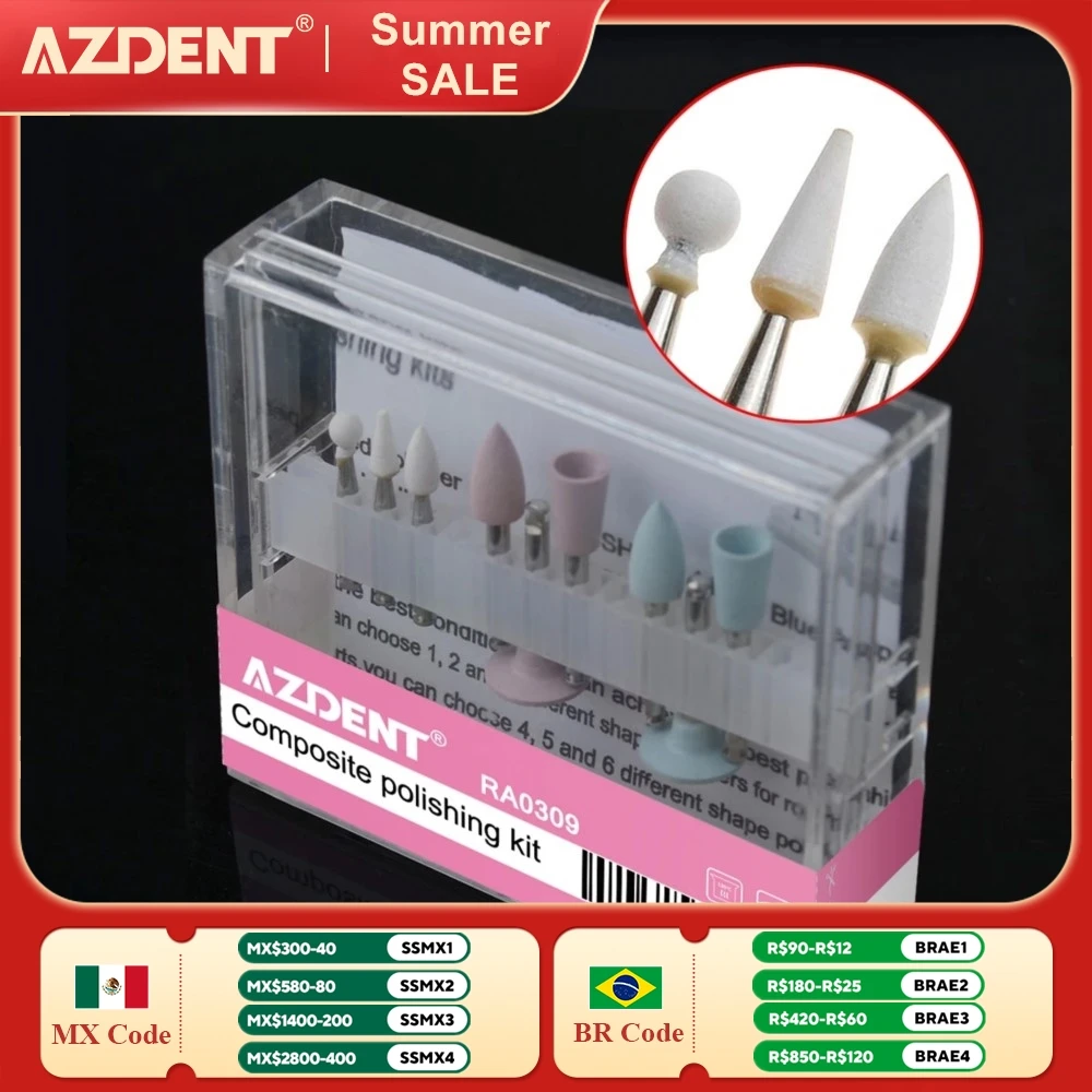 9PCS/Box AZDENT Dental Composite Polishing Kit RA 0309 Ceramic Silicone Rubber Polishers for Low Speed Handpiece Contra Angle
9PCS/Box AZDENT Dental Composite Polishing Kit RA 0309 Ceramic Silicone Rubber Polishers for Low Speed Handpiece Contra Angle