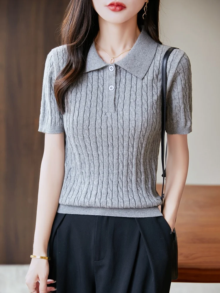 2026 New Simple Twisted Short Sleeve Women's Pure Cotton Knitted Top Half Sleeve Sweater Base Shirt Commute Style Loose Fit
2026 New Simple Twisted Short Sleeve Women's Pure Cotton Knitted Top Half Sleeve Sweater Base Shirt Commute Style Loose Fit