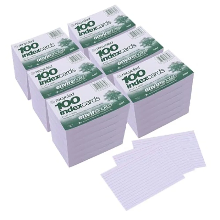 Recycled Index Cards, 4" x 6", Packs of 100 Note Cards, Lined and Blank Flashcards, Great for Studying, Tests, Speeches
Recycled Index Cards, 4" x 6", Packs of 100 Note Cards, Lined and Blank Flashcards, Great for Studying, Tests, Speeches