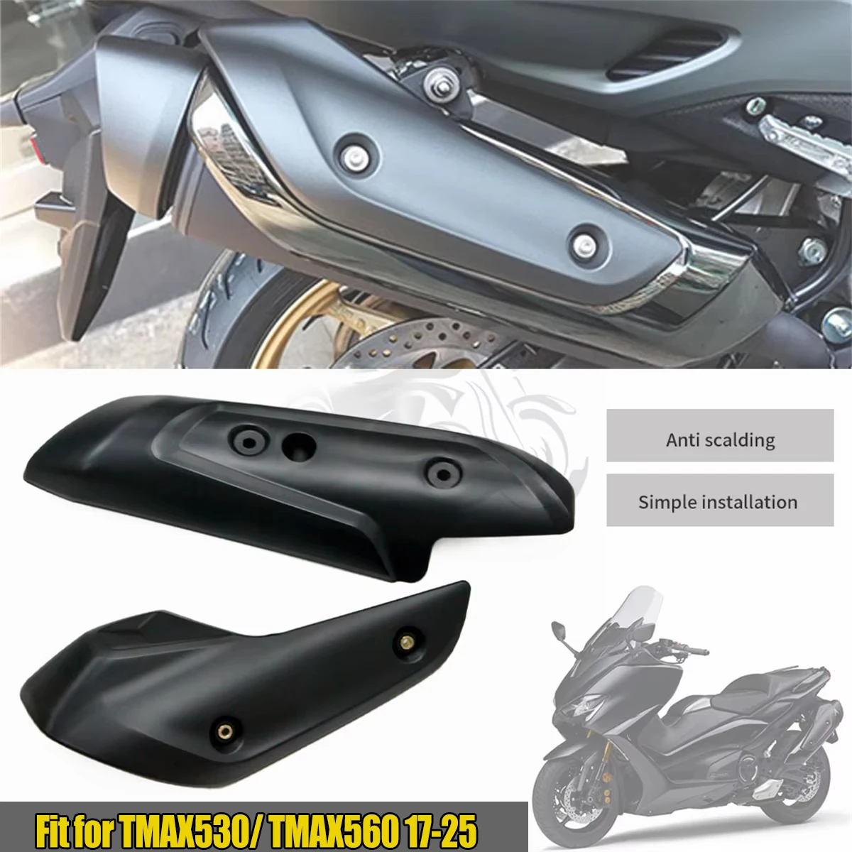 Motorcycle Exhaust Pipe Cover Cowl for TMAX530 T-MAX530 DX SX TMAX560 Protector Heat Shield Guard TMAX 530 560 2017 - 2025 2024 
Motorcycle Exhaust Pipe Cover Cowl for TMAX530 T-MAX530 DX SX TMAX560 Protector Heat Shield Guard TMAX 530 560 2017 - 2025 2024