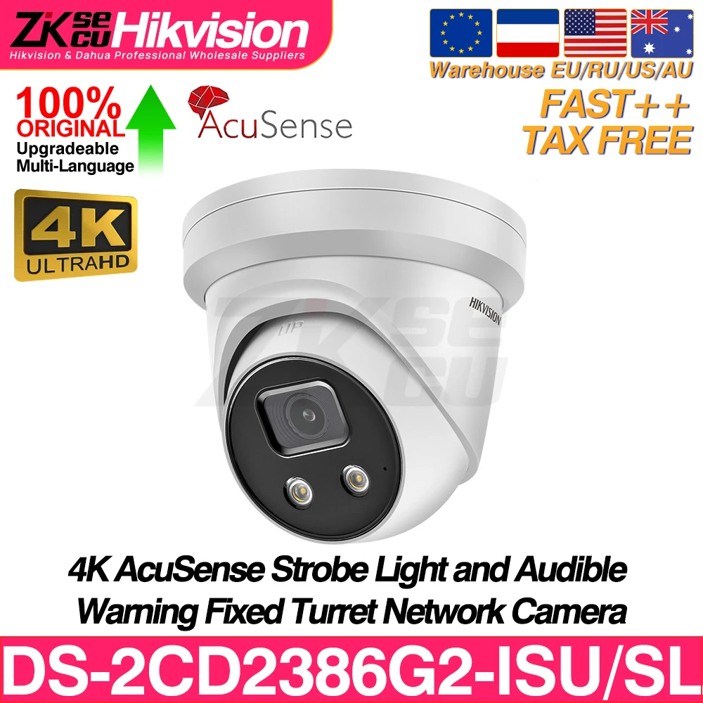 Hikvision 8MP IP Camera DS-2CD2386G2-ISU/SL 4K AcuSense PoE Active Strobe Light and Audio Alarm Built-In Mic Two-Way Audio
Hikvision 8MP IP Camera DS-2CD2386G2-ISU/SL 4K AcuSense PoE Active Strobe Light and Audio Alarm Built-In Mic Two-Way Audio