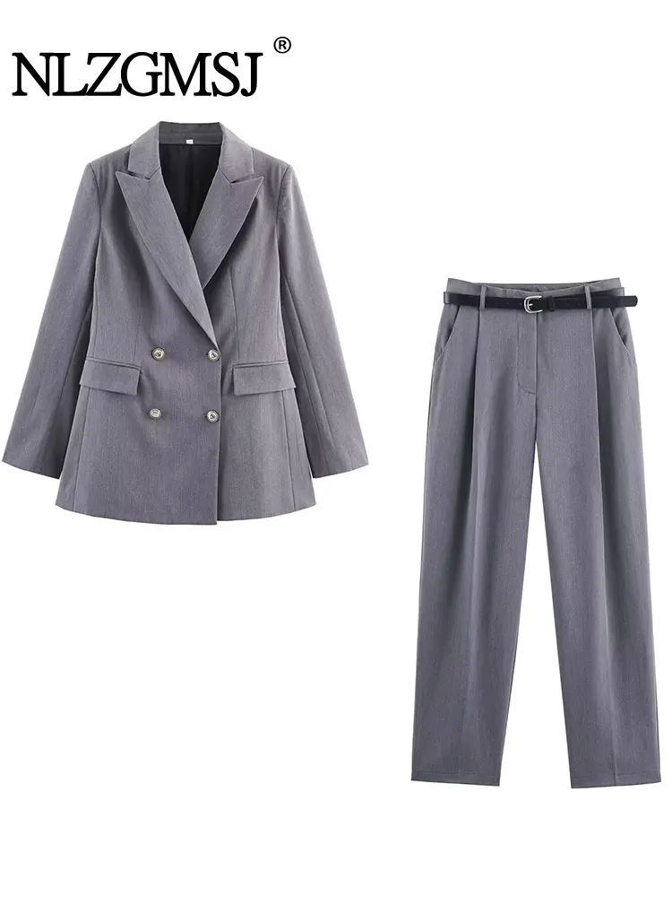 NLZGMSJ Осенний женский комплект из 2 предметов, офисный блейзер, брюки, комплект с длинными рукавами, двубортные брюки с поясом, повседневный женский комплект
NLZGMSJ Осенний женский комплект из 2 предметов, офисный блейзер, брюки, комплект с длинными рукавами, двубортные брюки с поясом, повседневный женский комплект