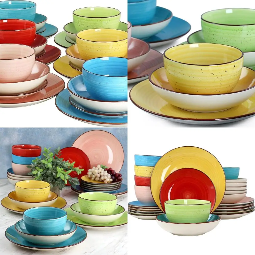 Colorful Stoneware Dinnerware Set by Sebastian - 24 Pieces
Colorful Stoneware Dinnerware Set by Sebastian - 24 Pieces