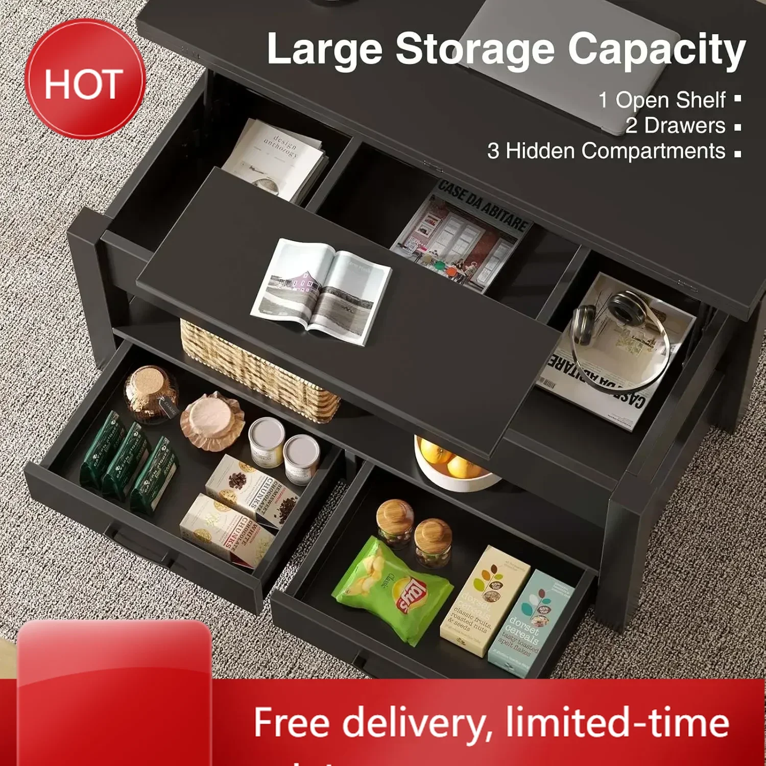 Ограниченное по времени предложение: Журнальный столик XMSJ с подъемной столешницей, выдвижными ящиками и скрытым отделением, трансформируемый в обеденный стол для гостиной, домашнего офиса, B
Ограниченное по времени предложение: Журнальный столик XMSJ с подъемной столешницей, выдвижными ящиками и скрытым отделением, трансформируемый в обеденный стол для гостиной, домашнего офиса, B