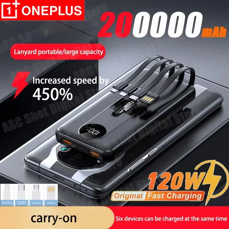 OnePlus 120 Вт Power Bank 200000 мАч Большая емкость Сверхбыстрая зарядка со встроенным кабелем Цифровой дисплей для IOS Samsung Huawei
OnePlus 120 Вт Power Bank 200000 мАч Большая емкость Сверхбыстрая зарядка со встроенным кабелем Цифровой дисплей для IOS Samsung Huawei