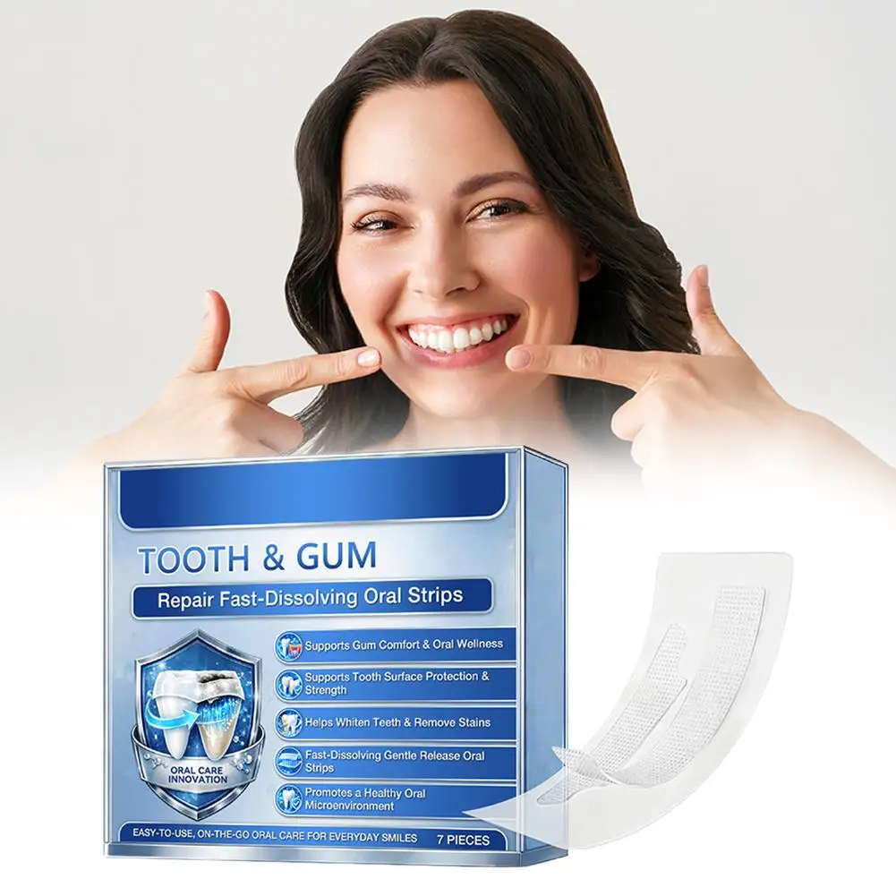 TOOTH GUM Repair Fast-Dissolving Oral Strips 7pieces Whiten Teeth Remove Stains Oral Wellness Patch Oral Care Innovation Strips
TOOTH GUM Repair Fast-Dissolving Oral Strips 7pieces Whiten Teeth Remove Stains Oral Wellness Patch Oral Care Innovation Strips