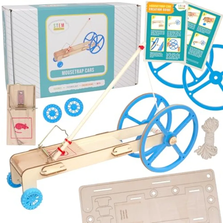 Mousetrap Car Kit Classroom STEM Project for Ages 8+, Wooden Chassis, Natural Wood Color, Teaches Energy Conversion Mechanics
Mousetrap Car Kit Classroom STEM Project for Ages 8+, Wooden Chassis, Natural Wood Color, Teaches Energy Conversion Mechanics