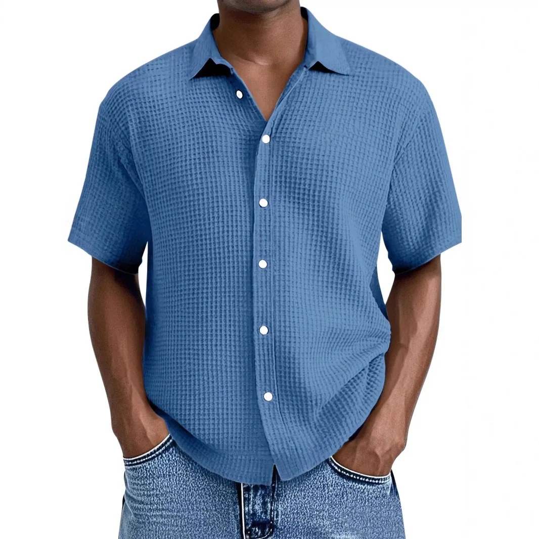 Men Summer Waffle Shirt Loose Casual Short Sleeve Shirts Thin Breathable Turn-Down Collar Tops Fashion Streetwear Shirts For Men
Men Summer Waffle Shirt Loose Casual Short Sleeve Shirts Thin Breathable Turn-Down Collar Tops Fashion Streetwear Shirts For Men