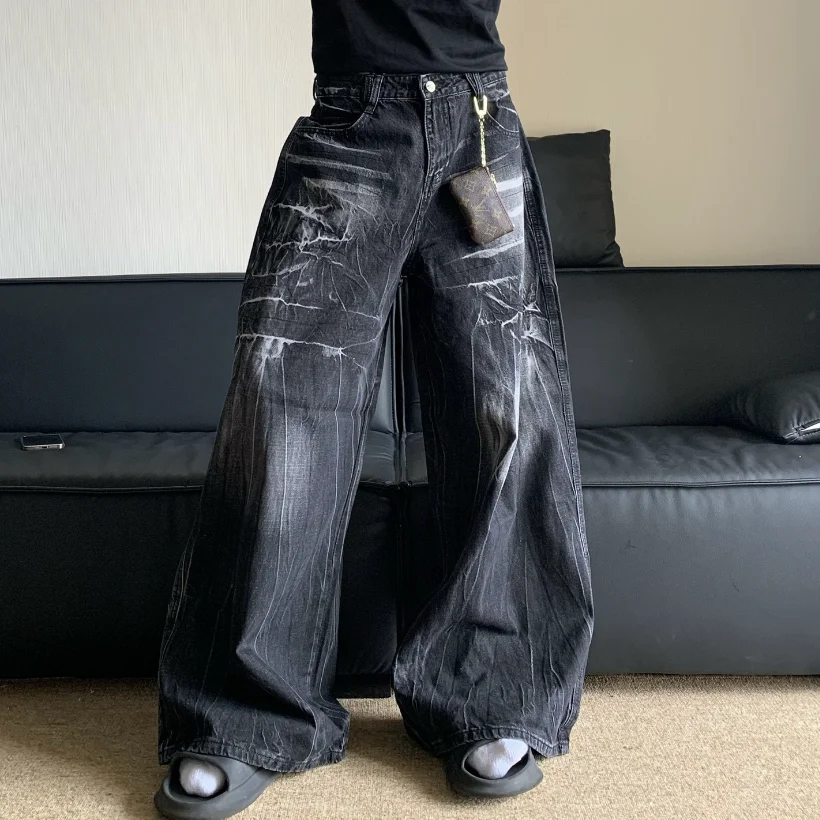 American Washed Old Lightning Pattern Vibe Jeans Men Loose Wide Leg Pants Jeans 2024 Male Trousers New Fashion w855
American Washed Old Lightning Pattern Vibe Jeans Men Loose Wide Leg Pants Jeans 2024 Male Trousers New Fashion w855