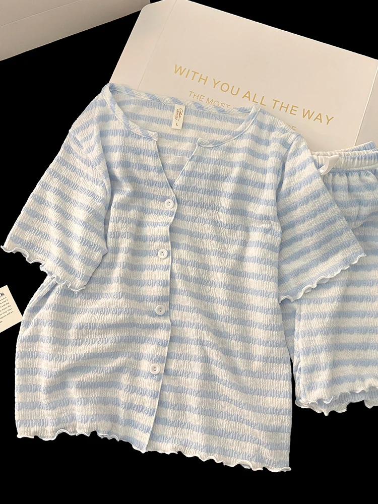 2025 New Women's Modal Summer Spwear Thin Striped ort Sve orts Set Sweet Home Clothes V-ne Print Casual Elastic W...
2025 New Women's Modal Summer Spwear Thin Striped ort Sve orts Set Sweet Home Clothes V-ne Print Casual Elastic W...