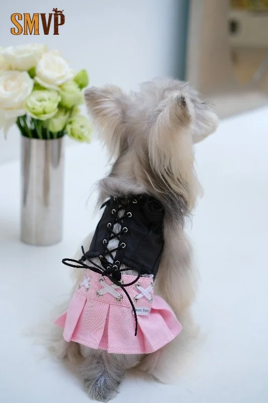 Hot Girl Pet 2-Piece Suit Black Lace-up Back Crop Corset Top Pink Cross Lace Pleated Mini Dress Street Fashion Summer for Pets
Hot Girl Pet 2-Piece Suit Black Lace-up Back Crop Corset Top Pink Cross Lace Pleated Mini Dress Street Fashion Summer for Pets
