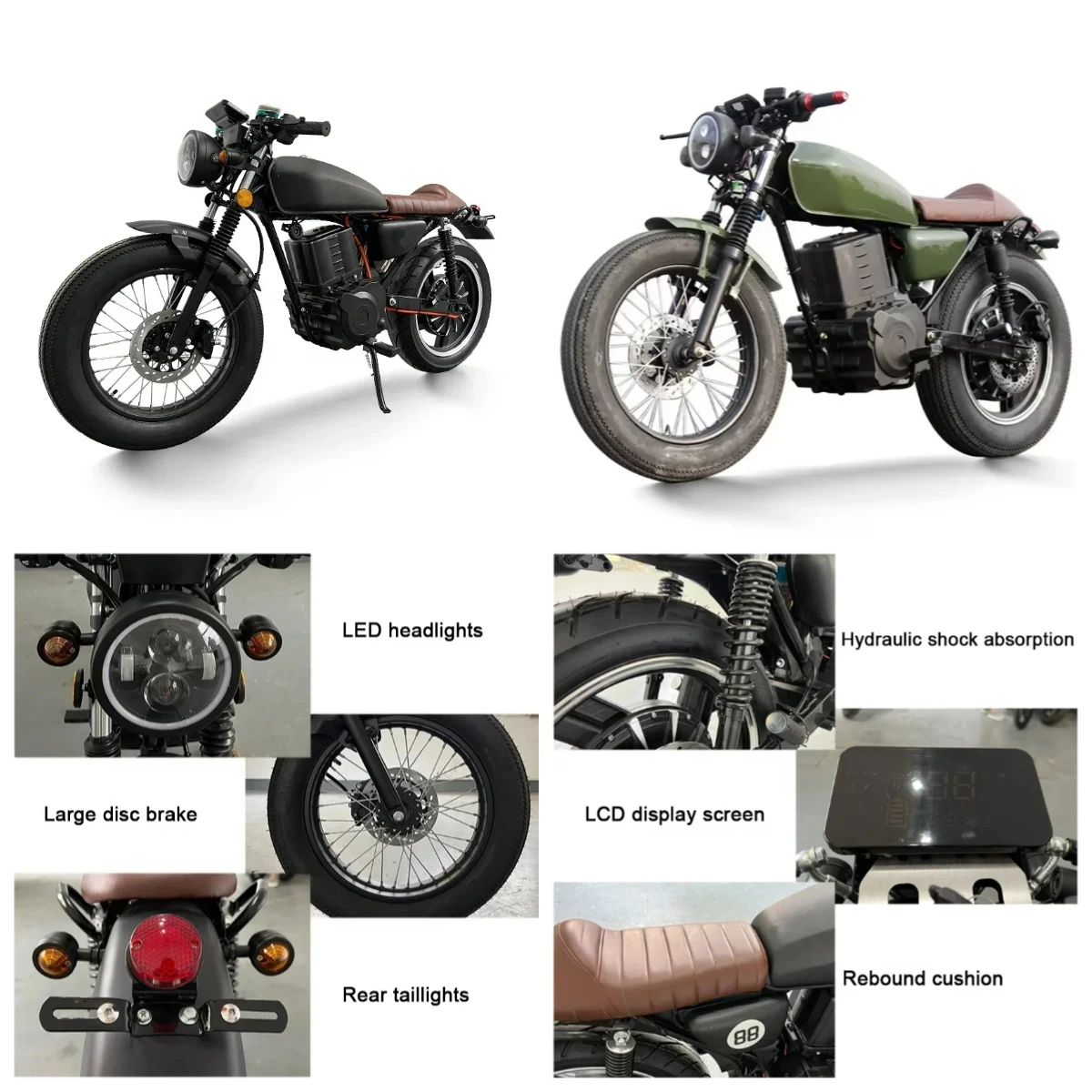 STROVAN MotorcycleSuper Power 2000w Cafe Racer Motorbike Super Long Range Electric Bike Retro Electric Motorcycle
STROVAN MotorcycleSuper Power 2000w Cafe Racer Motorbike Super Long Range Electric Bike Retro Electric Motorcycle