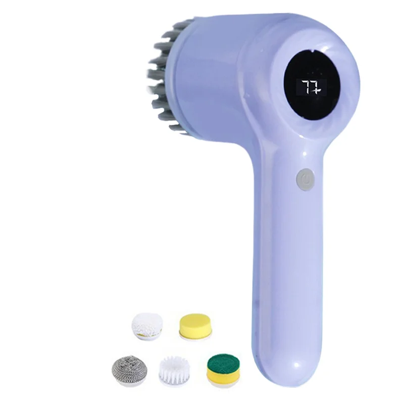 A26F-Электрический скруббер с 5 насадками, щетка для мытья посуды, скруббер для ванной комнаты, для кухонной раковины, ванной комнаты, душевой плитки, фиолетовый 
A26F-Электрический скруббер с 5 насадками, щетка для мытья посуды, скруббер для ванной комнаты, для кухонной раковины, ванной комнаты, душевой плитки, фиолетовый