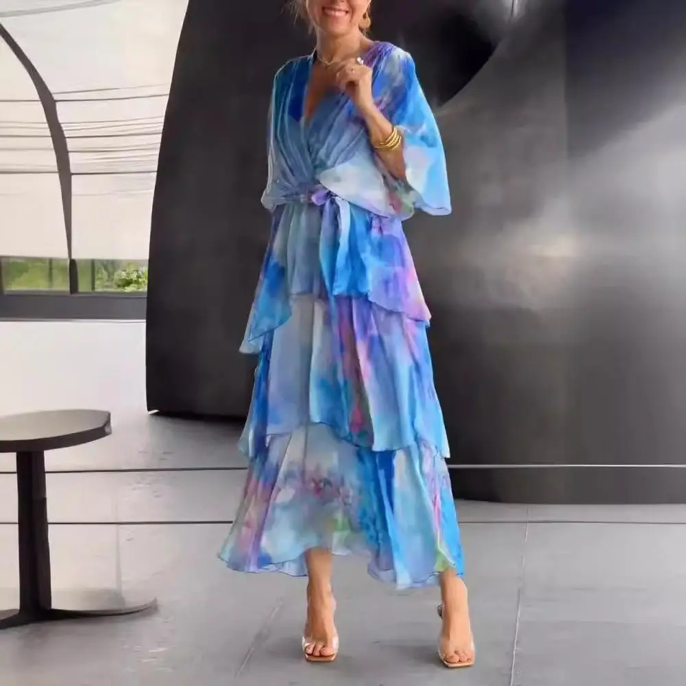 Lace-up Slim Waist Maxi Dress Women Loose Hem Maxi Dress Dreamy Colors Ruffle Lace-up Maxi Dress Multi-layered Pleated for Beach
Lace-up Slim Waist Maxi Dress Women Loose Hem Maxi Dress Dreamy Colors Ruffle Lace-up Maxi Dress Multi-layered Pleated for Beach