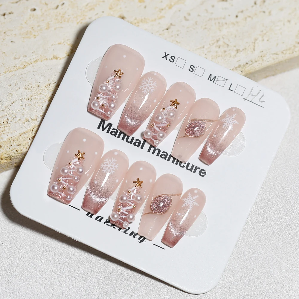 10PCS Christmas Snow Handmade Press on Nails Short Trapezoid Snow Design LuxuryFalse Nails Reusable Handmade False Nails
10PCS Christmas Snow Handmade Press on Nails Short Trapezoid Snow Design LuxuryFalse Nails Reusable Handmade False Nails
