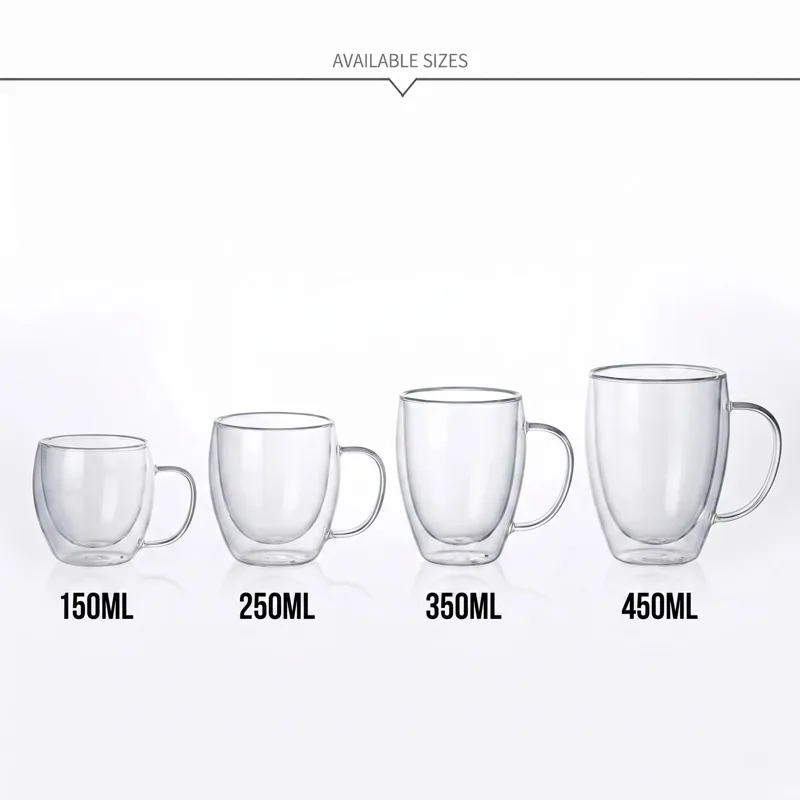 Insulated Double Wall Glass Mug with Handle Heat Resistant Coffee Milk Tea Cup for Home & Restaurant Use
Insulated Double Wall Glass Mug with Handle Heat Resistant Coffee Milk Tea Cup for Home & Restaurant Use