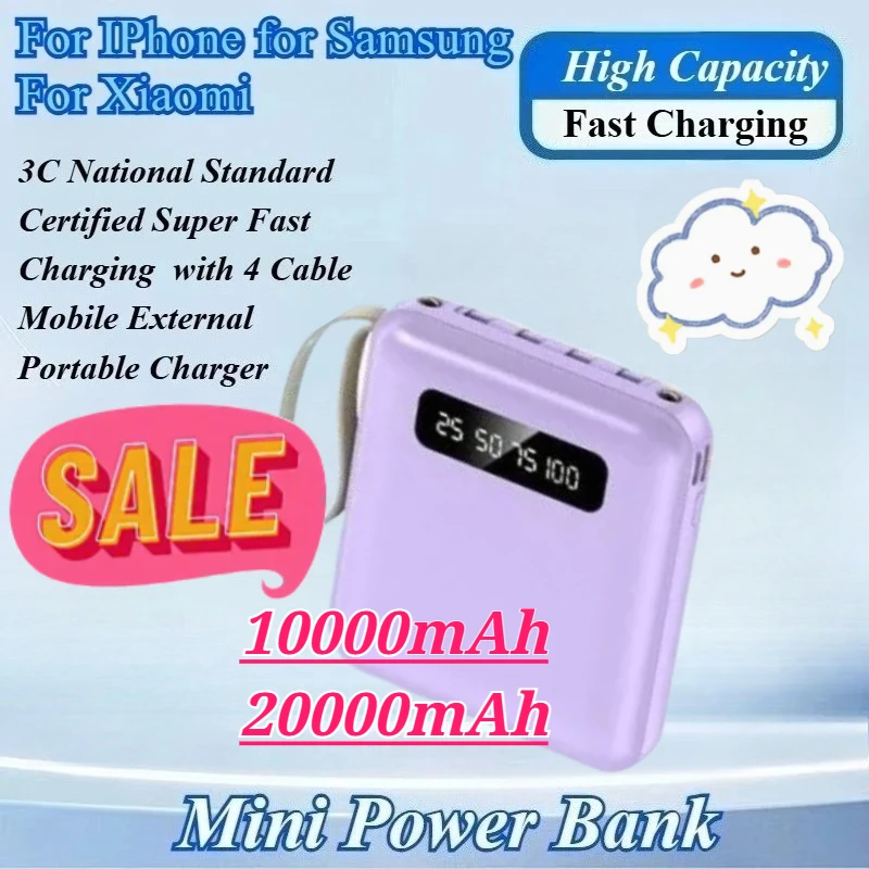CCC 10000/20000mAh Fast Charge Mini Power Bank for Samsung for IPhone for Xiaomi With 4 Cable Mobile External Portable Charger
CCC 10000/20000mAh Fast Charge Mini Power Bank for Samsung for IPhone for Xiaomi With 4 Cable Mobile External Portable Charger