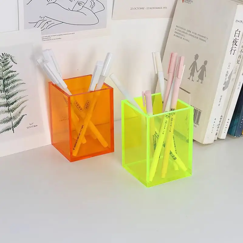 Acrylic colorful pen holder fashionable stationery organizer storage box personalized desktop bucket transparent
Acrylic colorful pen holder fashionable stationery organizer storage box personalized desktop bucket transparent