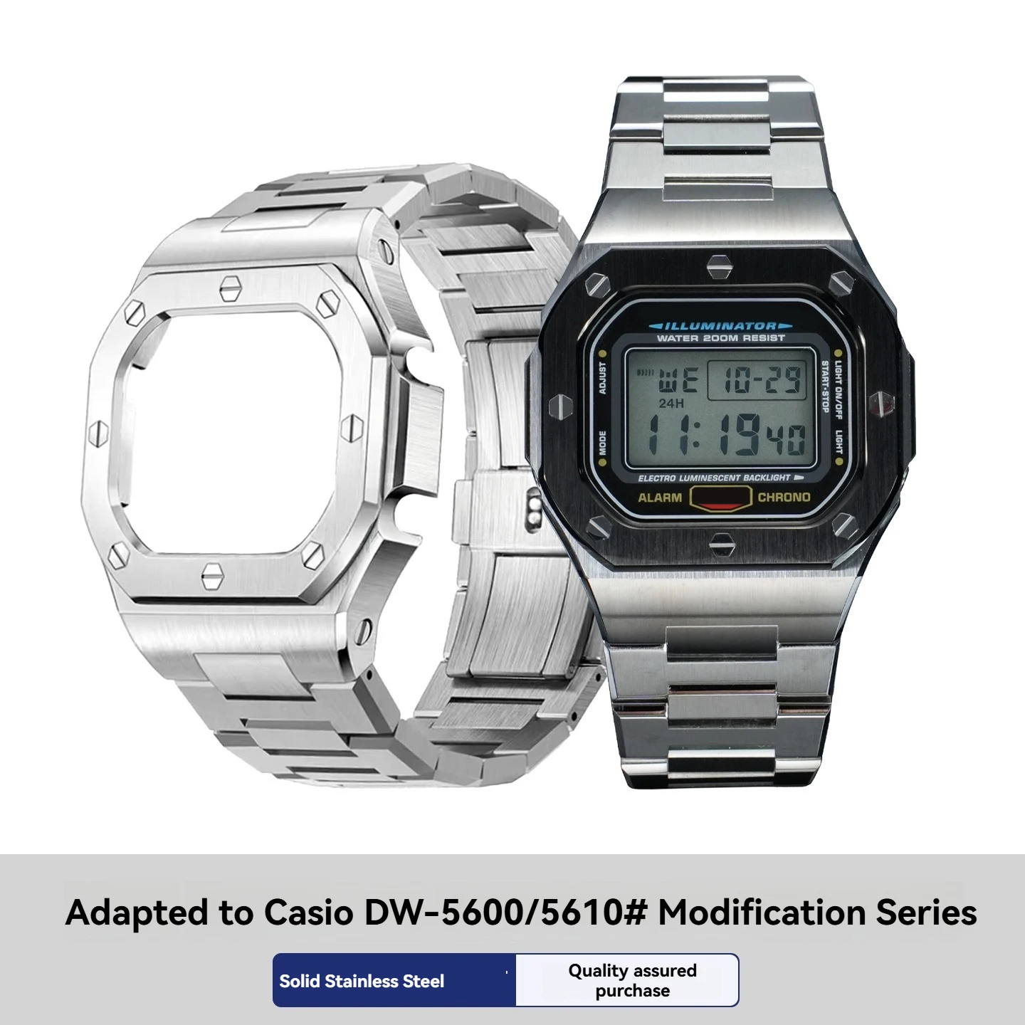 Металлический корпус и ремешок для часов Casio DW5600 GW-B5600 GWM-5610, комплект для модификации, маленький квадратный ремешок из нержавеющей стали, аксессуары.
Металлический корпус и ремешок для часов Casio DW5600 GW-B5600 GWM-5610, комплект для модификации, маленький квадратный ремешок из нержавеющей стали, аксессуары.