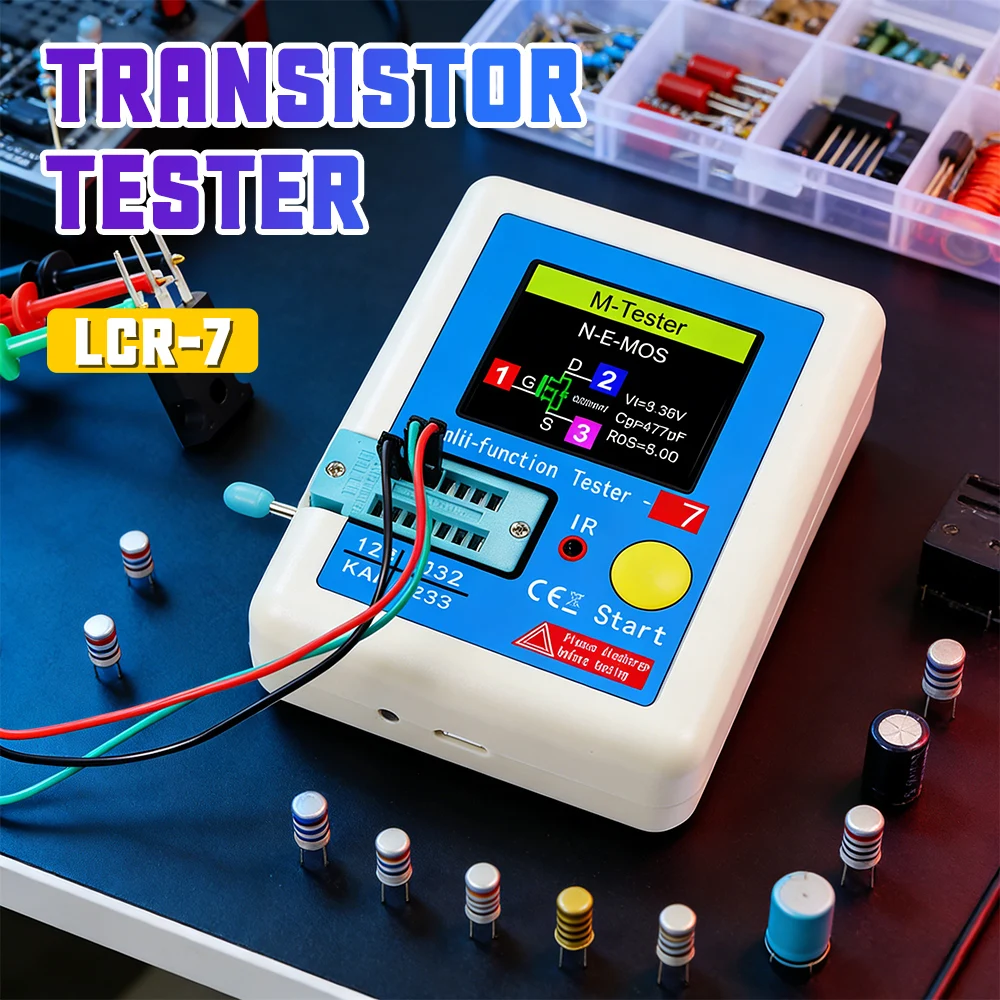 LCR-7 Transistor Tester Multimeter with Colorful TFT Display for Diode Triode MOS/NPN/PNP Capacitor Resistor Measurement
LCR-7 Transistor Tester Multimeter with Colorful TFT Display for Diode Triode MOS/NPN/PNP Capacitor Resistor Measurement