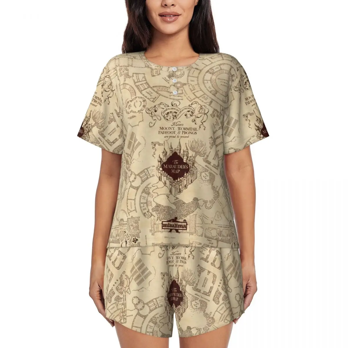 Womens Magic Marauders Map Pajamas Set Custom Printed Short Sleeve Sleepwear Loungewear Pjs 2 Piece Sets
Womens Magic Marauders Map Pajamas Set Custom Printed Short Sleeve Sleepwear Loungewear Pjs 2 Piece Sets