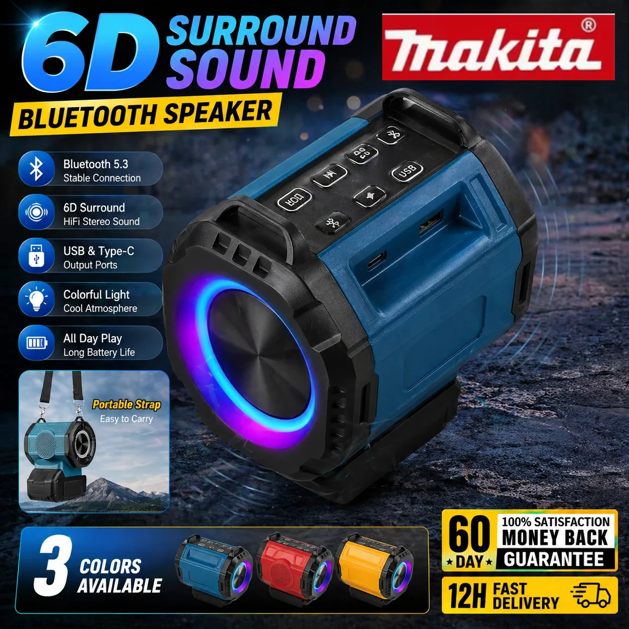 Bluetooth-динамик Makita для аккумуляторов Milwaukee/Dewalt 18V 20V с портом USB Type-C, зарядным устройством и усилителем звука
Bluetooth-динамик Makita для аккумуляторов Milwaukee/Dewalt 18V 20V с портом USB Type-C, зарядным устройством и усилителем звука