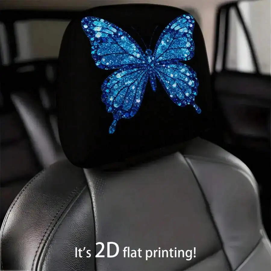 2pcs Black Car Headrest Covers With Blue Glitter Butterfly 2D Flat Printing For Interior Decoration
2pcs Black Car Headrest Covers With Blue Glitter Butterfly 2D Flat Printing For Interior Decoration