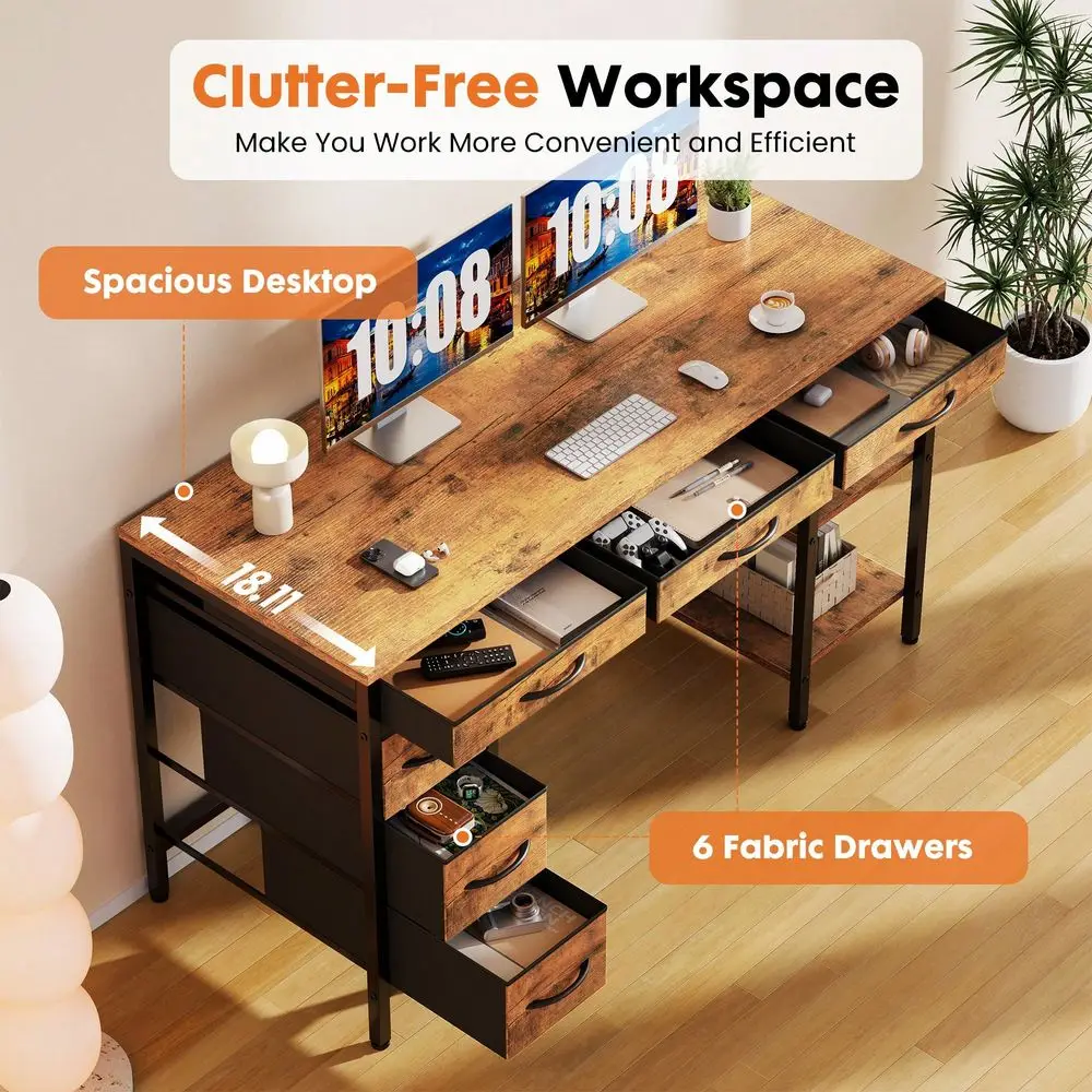 Computer Desk With 6 Drawers, Home Office Gaming Desks With Storage Shelves For Bedroom, Writing Study Corner Living Room Work
Computer Desk With 6 Drawers, Home Office Gaming Desks With Storage Shelves For Bedroom, Writing Study Corner Living Room Work