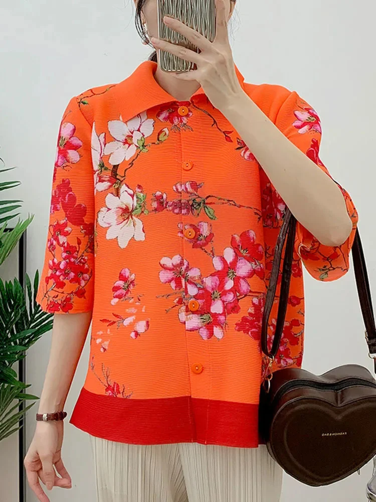 Printing Shirts For Women 2023 Summer New Lapel Half Sleeves Single Breasted Pleated Top Female Vintage Clothes 2DA1332
Printing Shirts For Women 2023 Summer New Lapel Half Sleeves Single Breasted Pleated Top Female Vintage Clothes 2DA1332