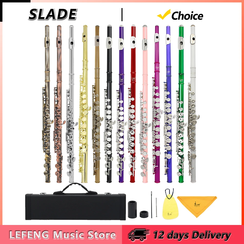 SLADE C Key Flute 16 Closed Holes Flute Cupronickel Concert Transversal Flute with E Key Case Woodwind Instrument Accessories
SLADE C Key Flute 16 Closed Holes Flute Cupronickel Concert Transversal Flute with E Key Case Woodwind Instrument Accessories