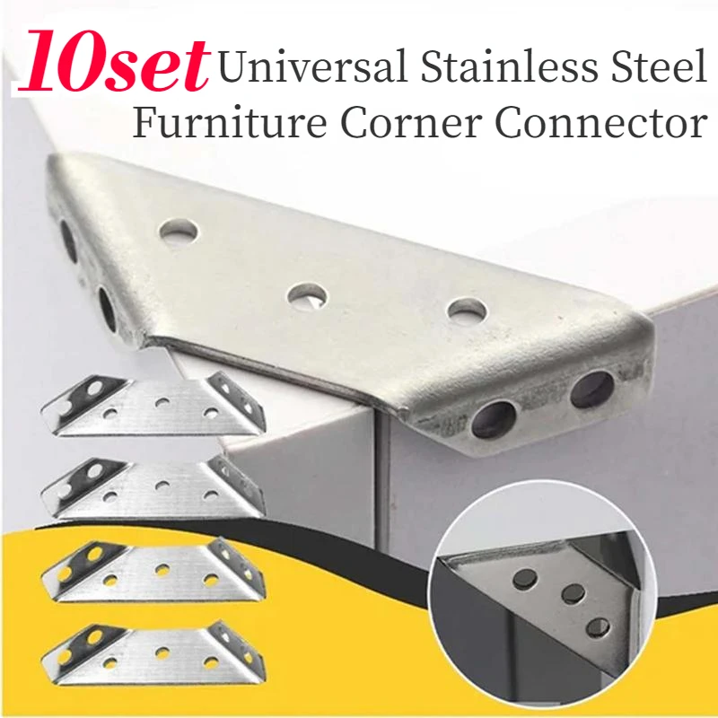 10Set Furniture Corner Connector Stainless Steel Angle Corner Bracket Universal Triangle Corner Brace with Screw Angle Brackets
10Set Furniture Corner Connector Stainless Steel Angle Corner Bracket Universal Triangle Corner Brace with Screw Angle Brackets