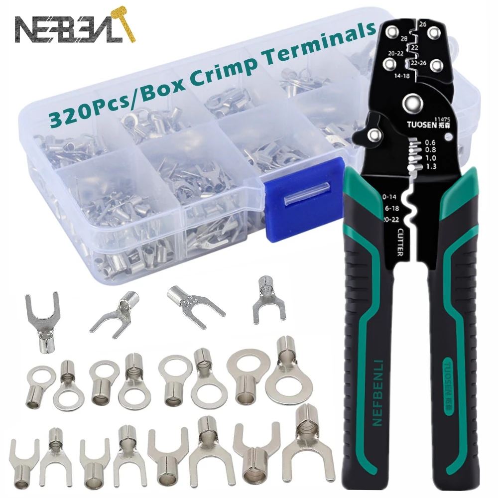320pcs Copper Crimp Terminal Set-Non-Insulated Ring & Fork OT/UT Connectors in Storage Box, 0.5-4mm for DIY Electrical Projec
320pcs Copper Crimp Terminal Set-Non-Insulated Ring & Fork OT/UT Connectors in Storage Box, 0.5-4mm for DIY Electrical Projec