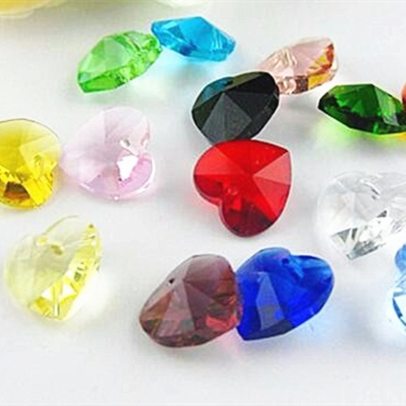 100pcs 14mm Colors K9 Glass Heart Beads Crystal Glass Chandelier Pendants Prism Hanging Glass DIY Beads
100pcs 14mm Colors K9 Glass Heart Beads Crystal Glass Chandelier Pendants Prism Hanging Glass DIY Beads
