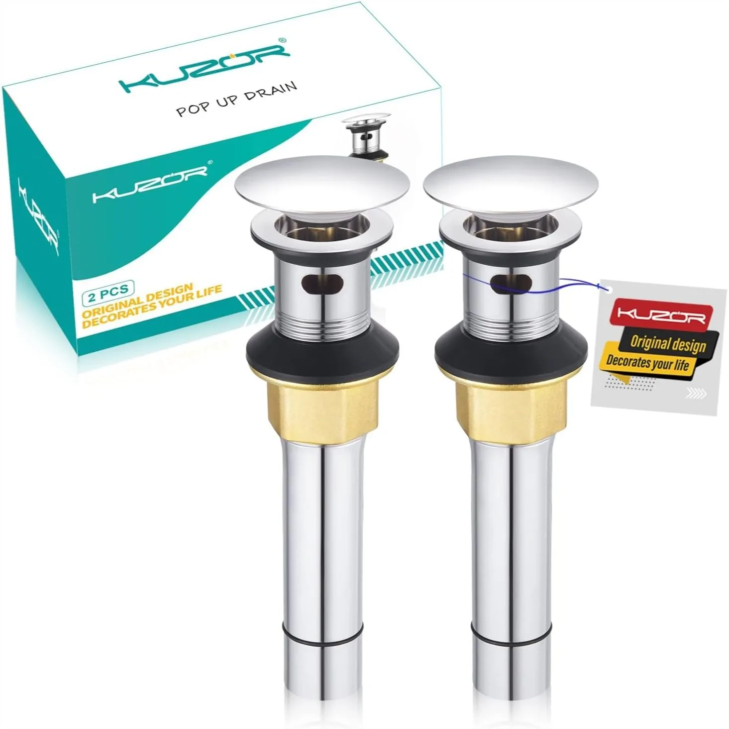 Pop Up Bathroom Sink Drain with Overflow, 2-Pack Chrome 304 Stainless Steel, Fits 1-5/8" to 2" Holes for Vanity/Vessel Sink
Pop Up Bathroom Sink Drain with Overflow, 2-Pack Chrome 304 Stainless Steel, Fits 1-5/8" to 2" Holes for Vanity/Vessel Sink