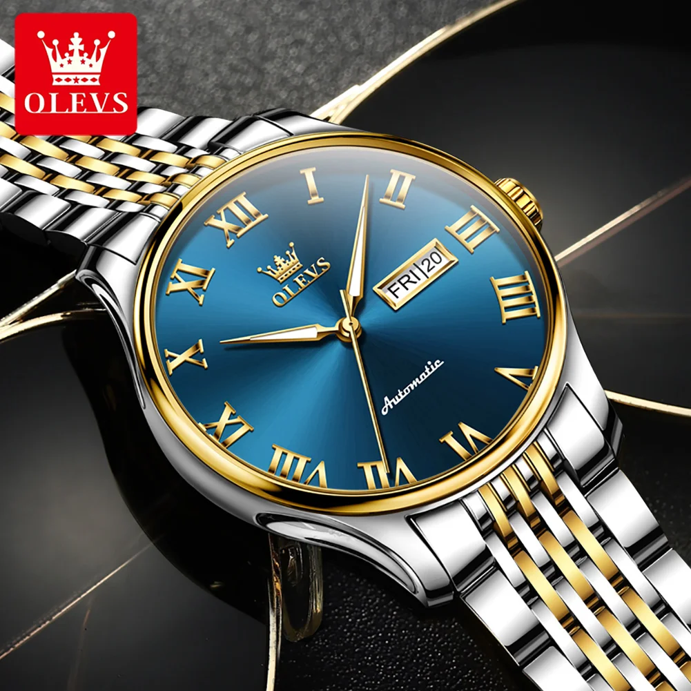 OLEVS Fashion Blue Mechanical Watch for Men Stainless Steel Waterproof Business Mens Watches Top Brand Luxury Relogio Masculino
OLEVS Fashion Blue Mechanical Watch for Men Stainless Steel Waterproof Business Mens Watches Top Brand Luxury Relogio Masculino