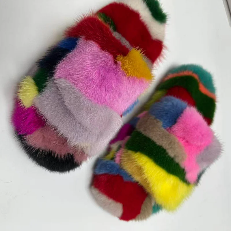 Winter Women'S Slippers Home Plush Woman Shoes Indoor Mink Fur Patchwork Color Slippers Irregular Random Seven Color Slippers
Winter Women'S Slippers Home Plush Woman Shoes Indoor Mink Fur Patchwork Color Slippers Irregular Random Seven Color Slippers