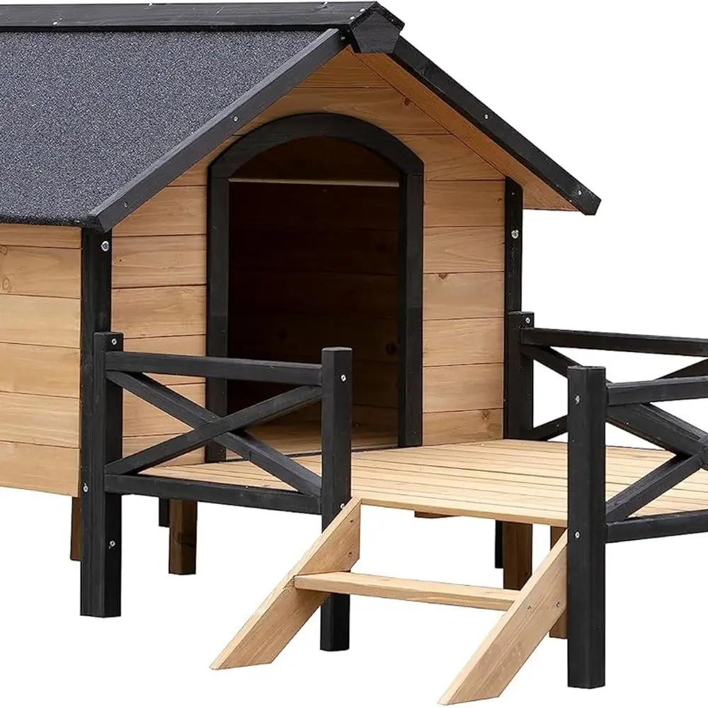 Large Outdoor Wooden & Iron Dog Kennel, 43.6L x 66.9W x 32.7H
Large Outdoor Wooden & Iron Dog Kennel, 43.6L x 66.9W x 32.7H