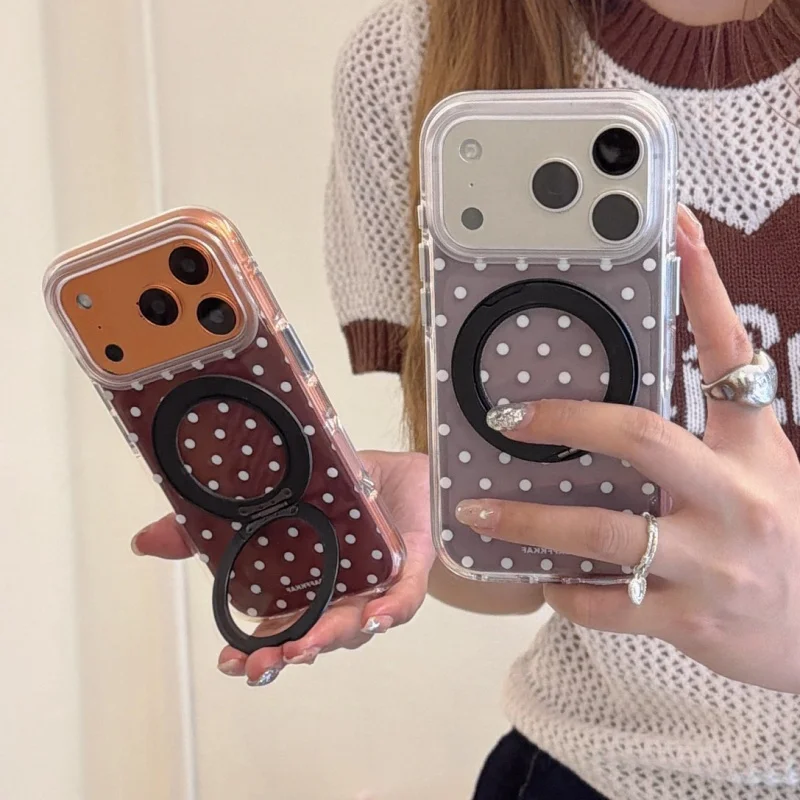 Korean Clear Black Polka Dot Phone Case For iPhone 17 Pro 16 15 14 Pro Max Cover with Rotation Stand Acrylic Hard Protective Cas
Korean Clear Black Polka Dot Phone Case For iPhone 17 Pro 16 15 14 Pro Max Cover with Rotation Stand Acrylic Hard Protective Cas