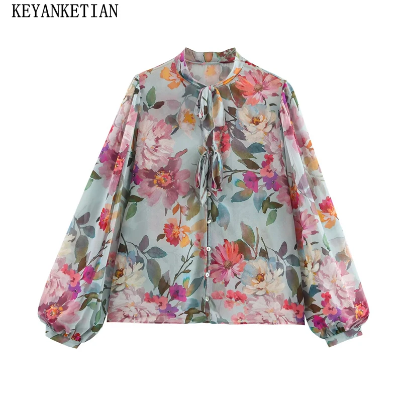 KEYANKETIAN 2025 Spring New Pastoral style Flower Print Bow Decoration Chiffon Shirt Women's Fashion Lantern Sleeve Blouse Top
KEYANKETIAN 2025 Spring New Pastoral style Flower Print Bow Decoration Chiffon Shirt Women's Fashion Lantern Sleeve Blouse Top