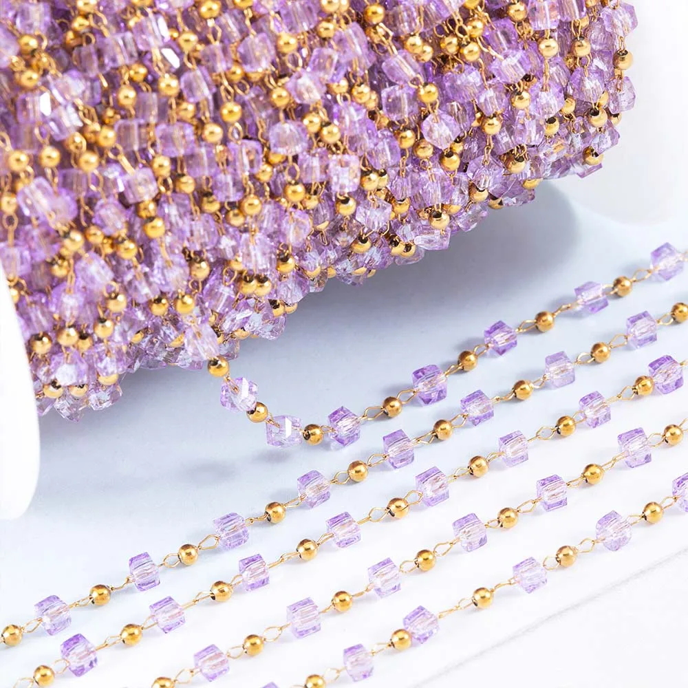 1Meter Stainless Steel Link Chain Purple Crystal Cube Square Beads Chain for DIY Boho Necklaces Bracelets Jewelry Making No Fade
1Meter Stainless Steel Link Chain Purple Crystal Cube Square Beads Chain for DIY Boho Necklaces Bracelets Jewelry Making No Fade