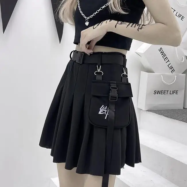 Шикарная ретро-юбка с карманами в стиле Харадзюку, плиссированная юбка-карго с поясом, женская модная готическая мини-юбка с карманами и высокой талией, черная юбка трапециевидной формы
Шикарная ретро-юбка с карманами в стиле Харадзюку, плиссированная юбка-карго с поясом, женская модная готическая мини-юбка с карманами и высокой талией, черная юбка трапециевидной формы