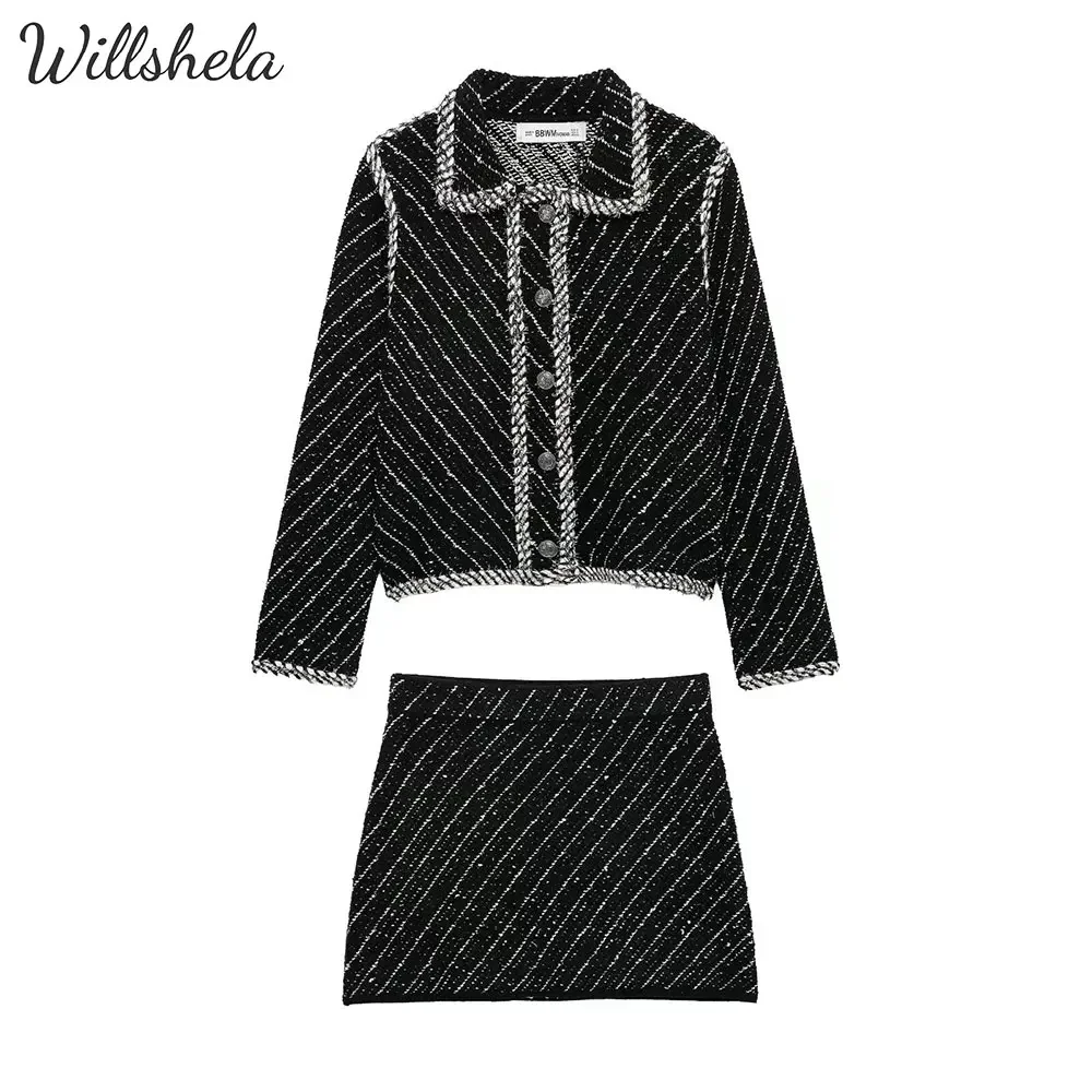 Willshela женские модные комплекты из 2 предметов, винтажная вязаная куртка и мини-юбка, женская шикарная женская юбка, координаты
Willshela женские модные комплекты из 2 предметов, винтажная вязаная куртка и мини-юбка, женская шикарная женская юбка, координаты