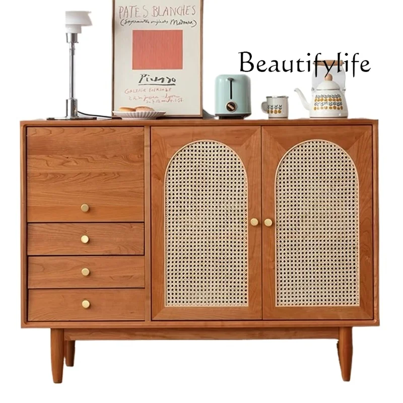 Nordic medieval style solid wood rattan dining side cabinet household living room simple storage cabinet
Nordic medieval style solid wood rattan dining side cabinet household living room simple storage cabinet