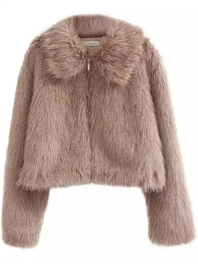 Autumn Winter New Faux Fur Jacket Women's European American Lapel Long Sleeved Zipper Coat Fashionable Warm Solid Short Top
Autumn Winter New Faux Fur Jacket Women's European American Lapel Long Sleeved Zipper Coat Fashionable Warm Solid Short Top