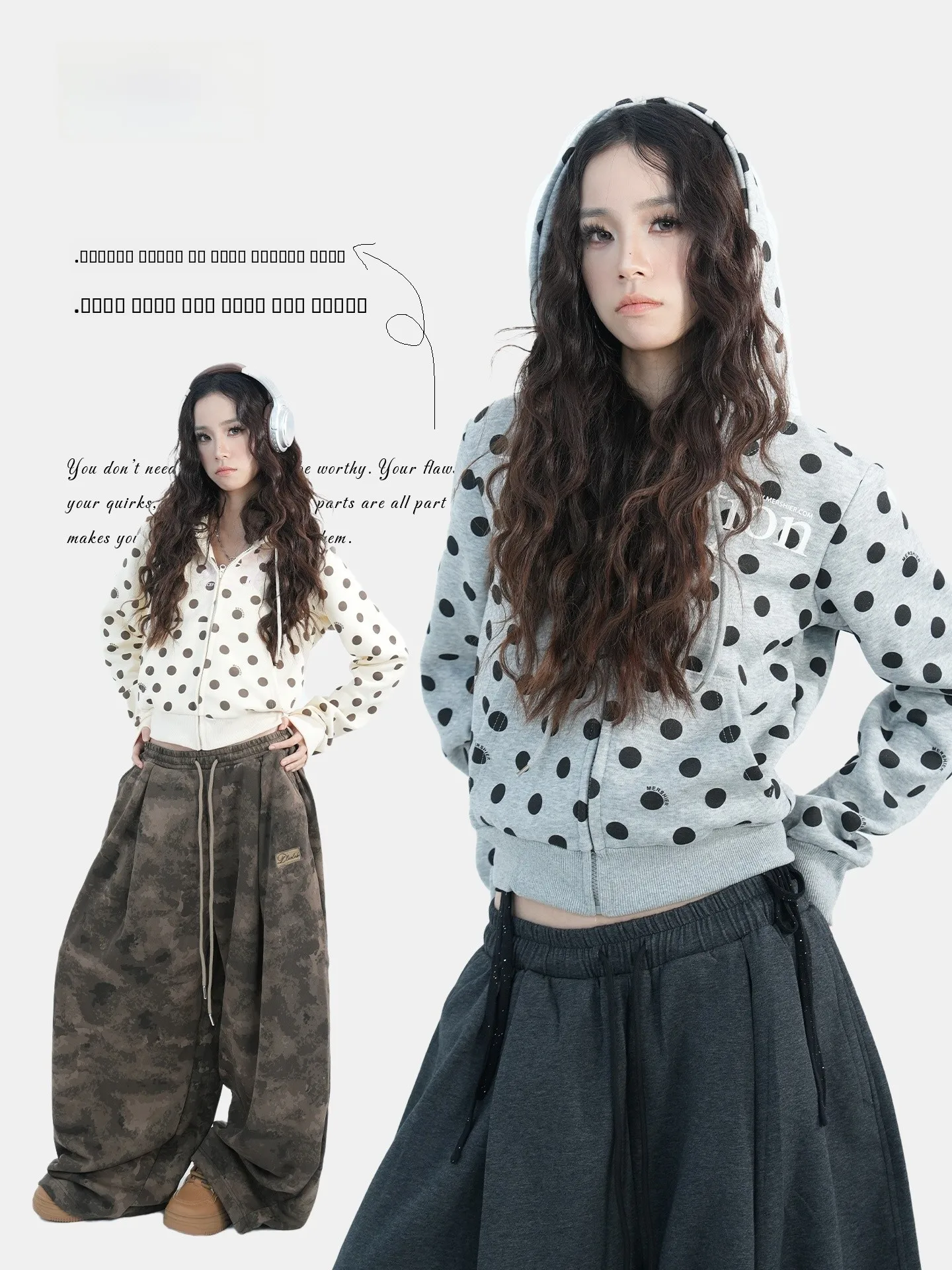 Loose Fit Street Dance Sle American Retro Polka Dot Hooded Open Cardigan Sweatirt ex Casual Versatile Outerwear
Loose Fit Street Dance Sle American Retro Polka Dot Hooded Open Cardigan Sweatirt ex Casual Versatile Outerwear