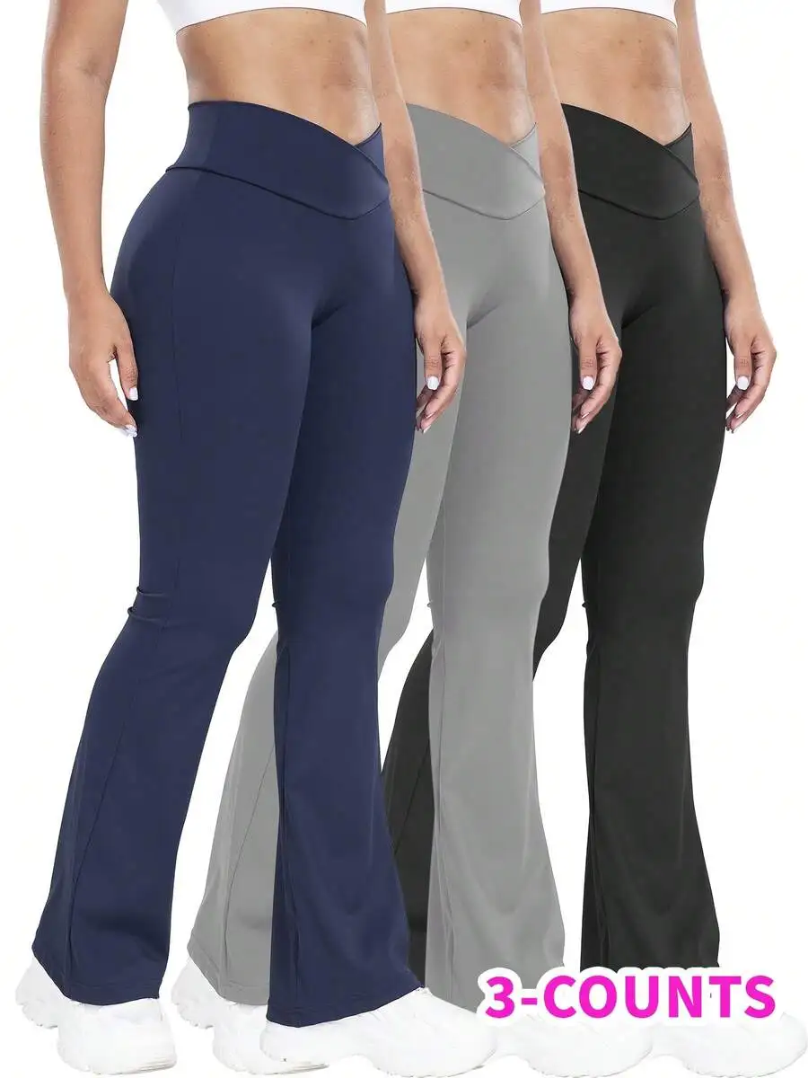 3-Pack Womens Flare Leg Yoga Pants High Waisted Cross Waistband Stretchy Knit Fabric Tummy Control Butt Lifting
3-Pack Womens Flare Leg Yoga Pants High Waisted Cross Waistband Stretchy Knit Fabric Tummy Control Butt Lifting